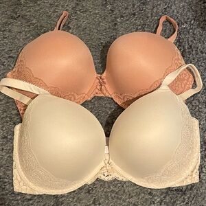 Victoria’s Secret Lace Push Up Bras Lot Size 38DDD 38F Pink Nude Bra Adjustable